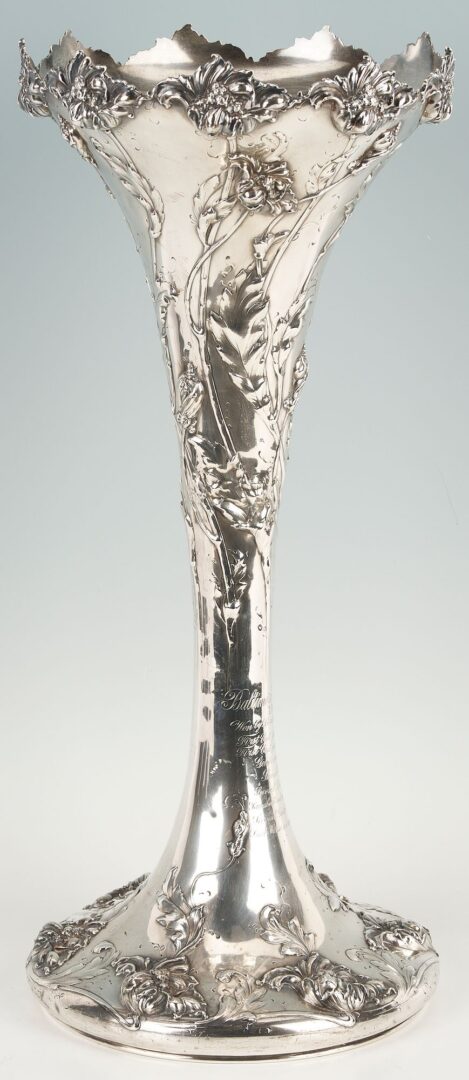 Lot 82: Large Sterling Silver Trophy Vase: Baltimore Horse Show  1904