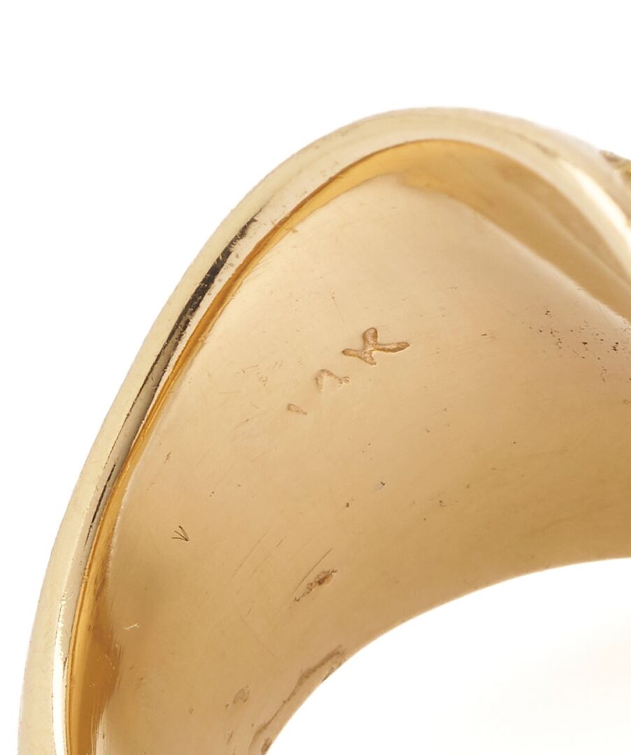 Lot 830: 14K Gold, Jade, & Diamond Ring