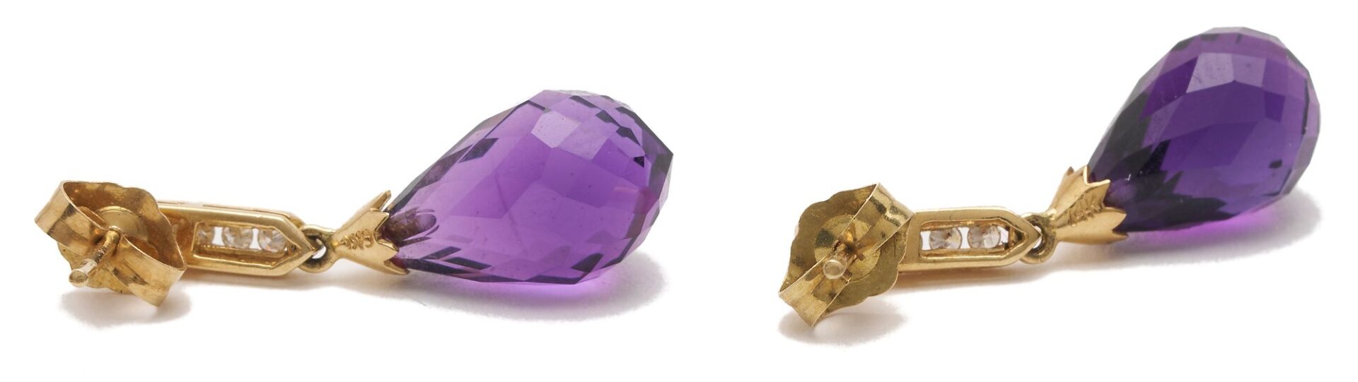 Lot 835: 3 Pair of 14K & Gemstone Earrings