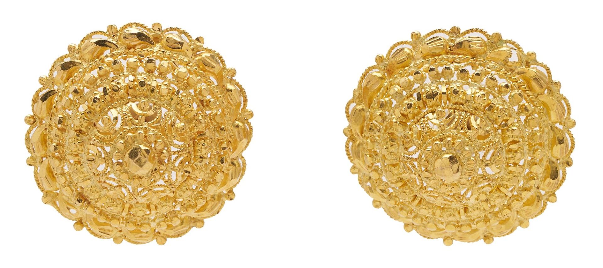 Lot 836: 18K Gold Disc Earrings