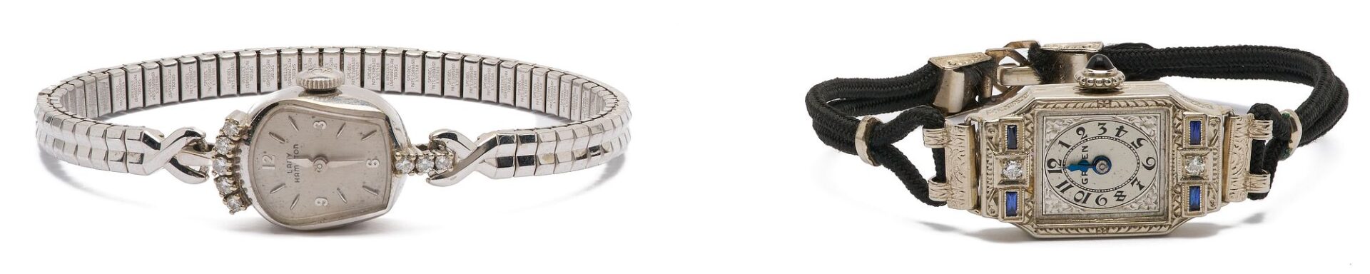 Lot 845: Two 14K White Gold & Diamond Wrist Watches