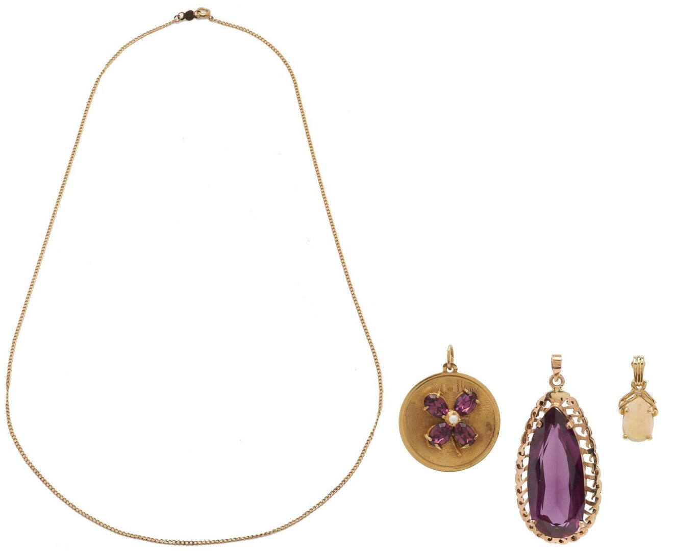 Lot 846: 14K Gold & Gemstone Necklace & Pendant Lot