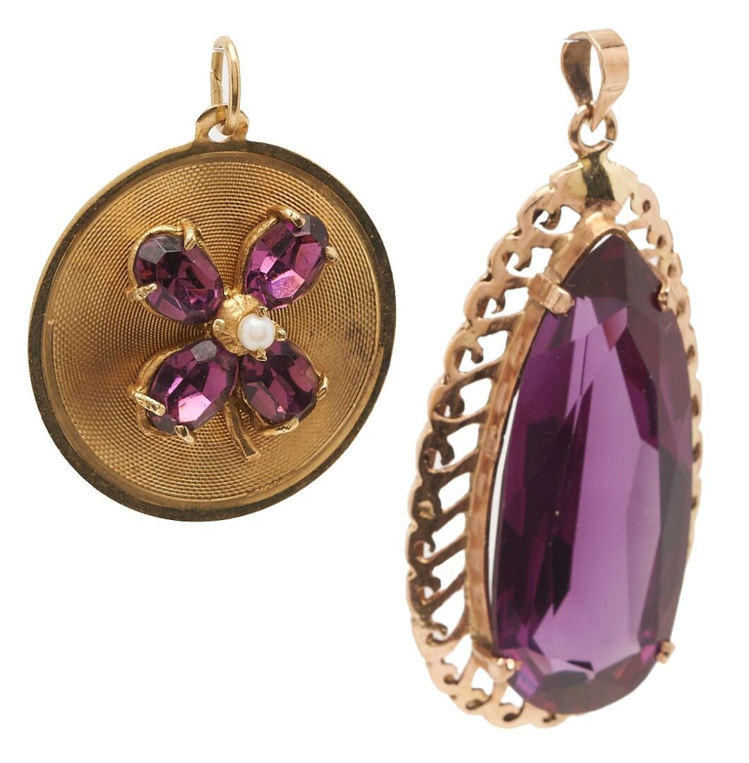 Lot 846: 14K Gold & Gemstone Necklace & Pendant Lot
