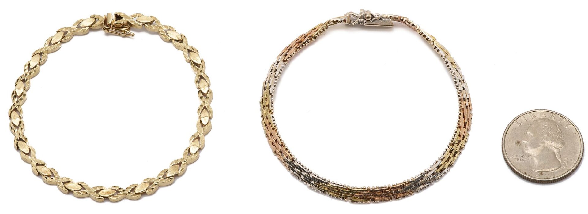 Lot 848: 2 Gold Bracelets