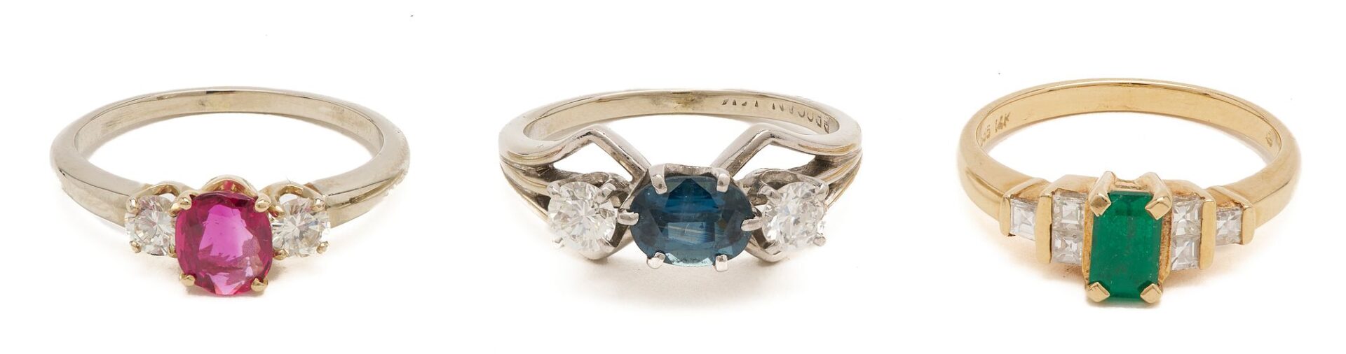 Lot 849: 3 14K Gold & Gemstone Rings