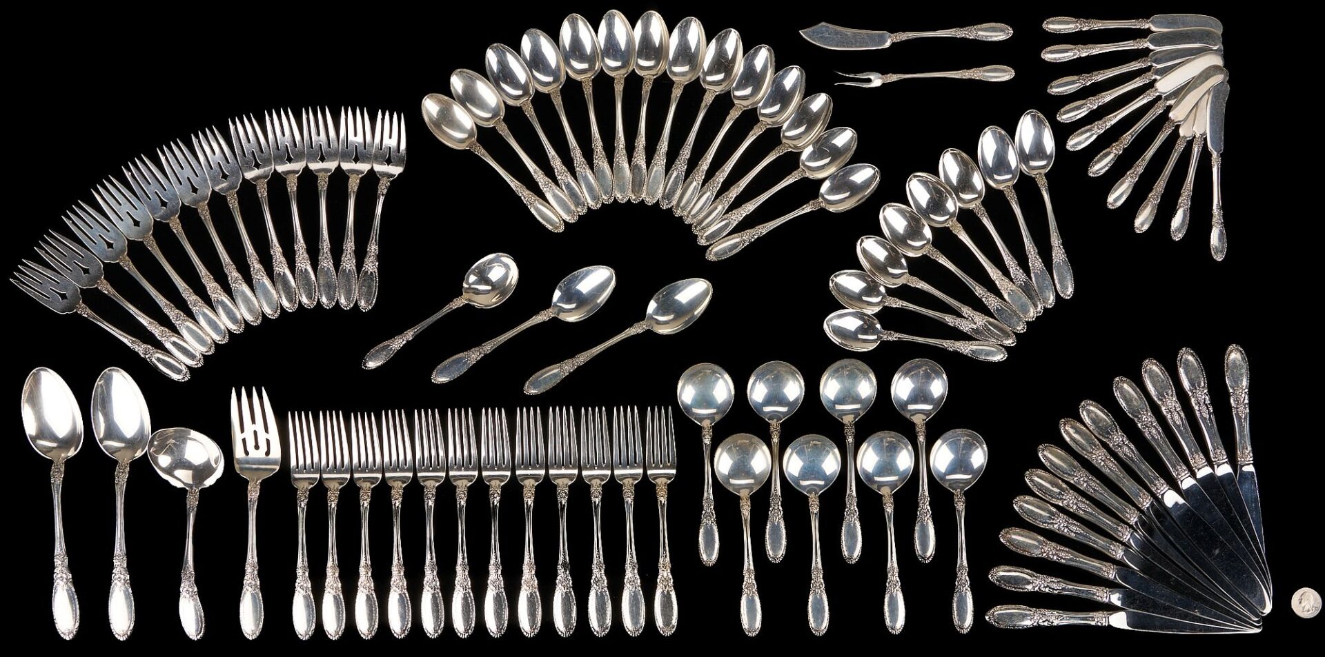 Lot 84: 85 Pcs. Towle Old Mirror Sterling Silver Flatware