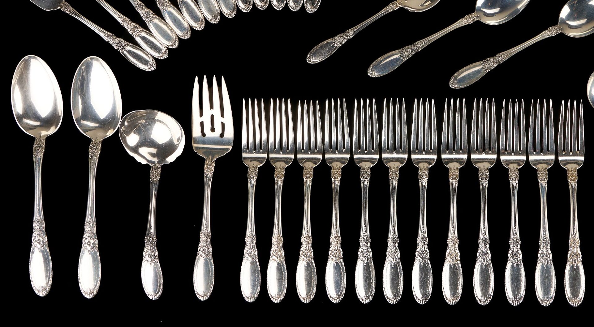 Lot 84: 85 Pcs. Towle Old Mirror Sterling Silver Flatware