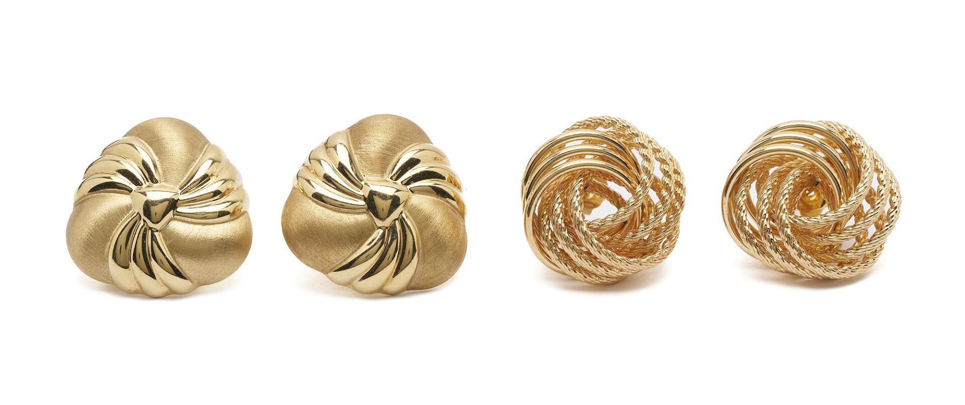 Lot 852: Two (2) Pairs of 14K Gold Earrings