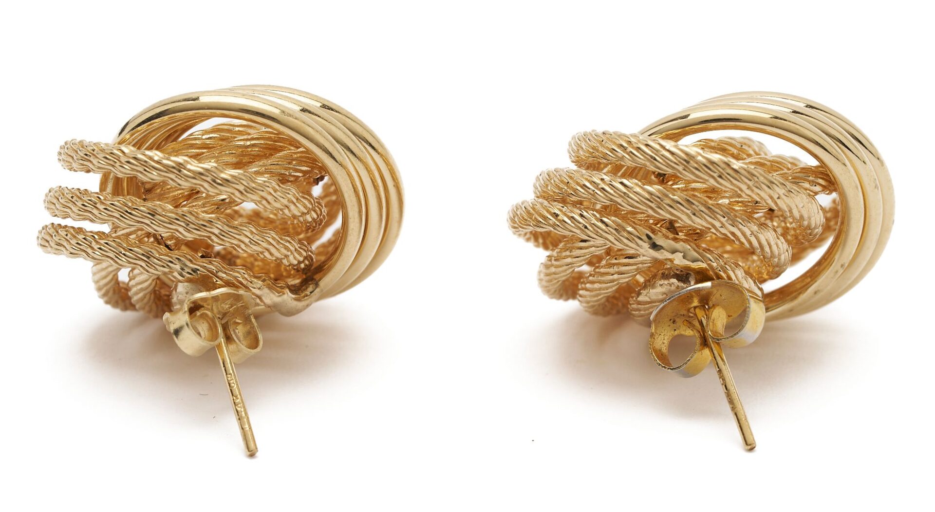 Lot 852: Two (2) Pairs of 14K Gold Earrings
