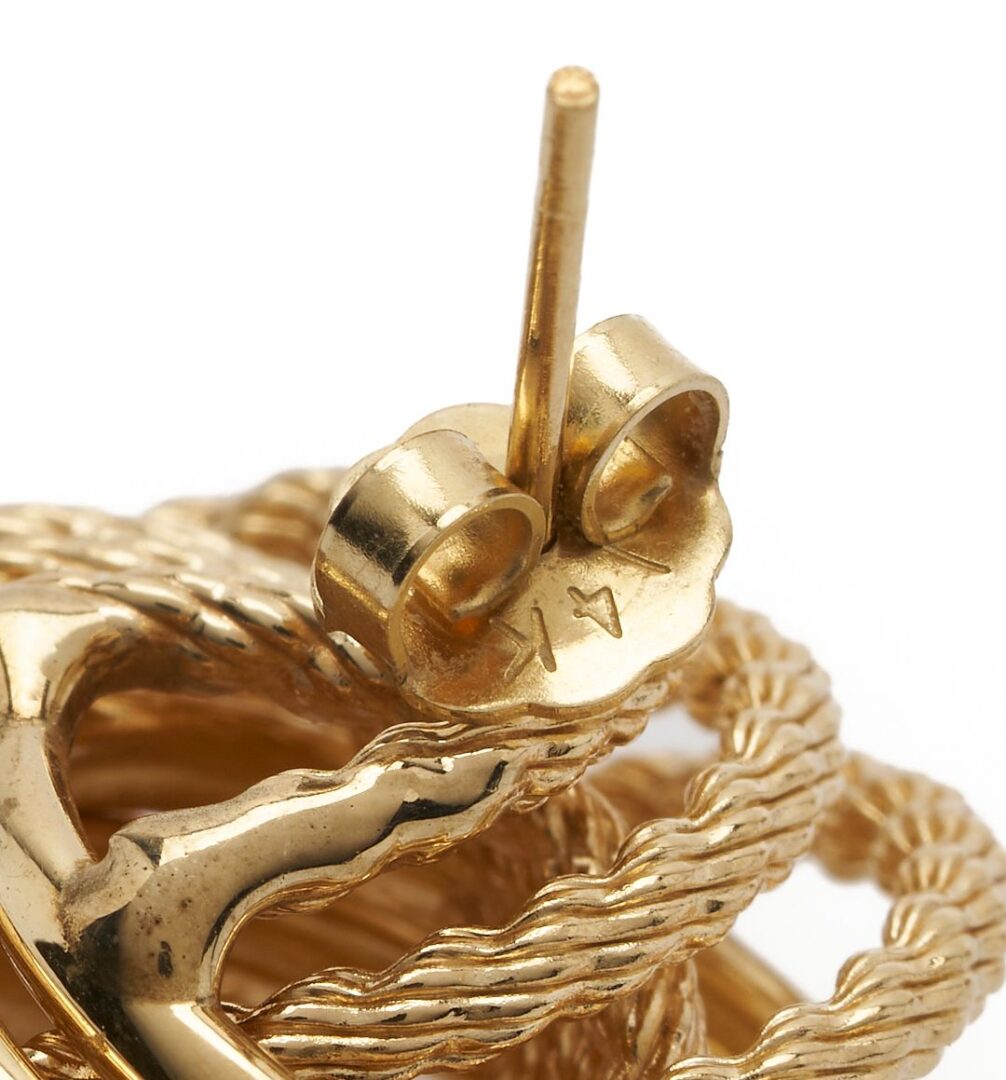Lot 852: Two (2) Pairs of 14K Gold Earrings