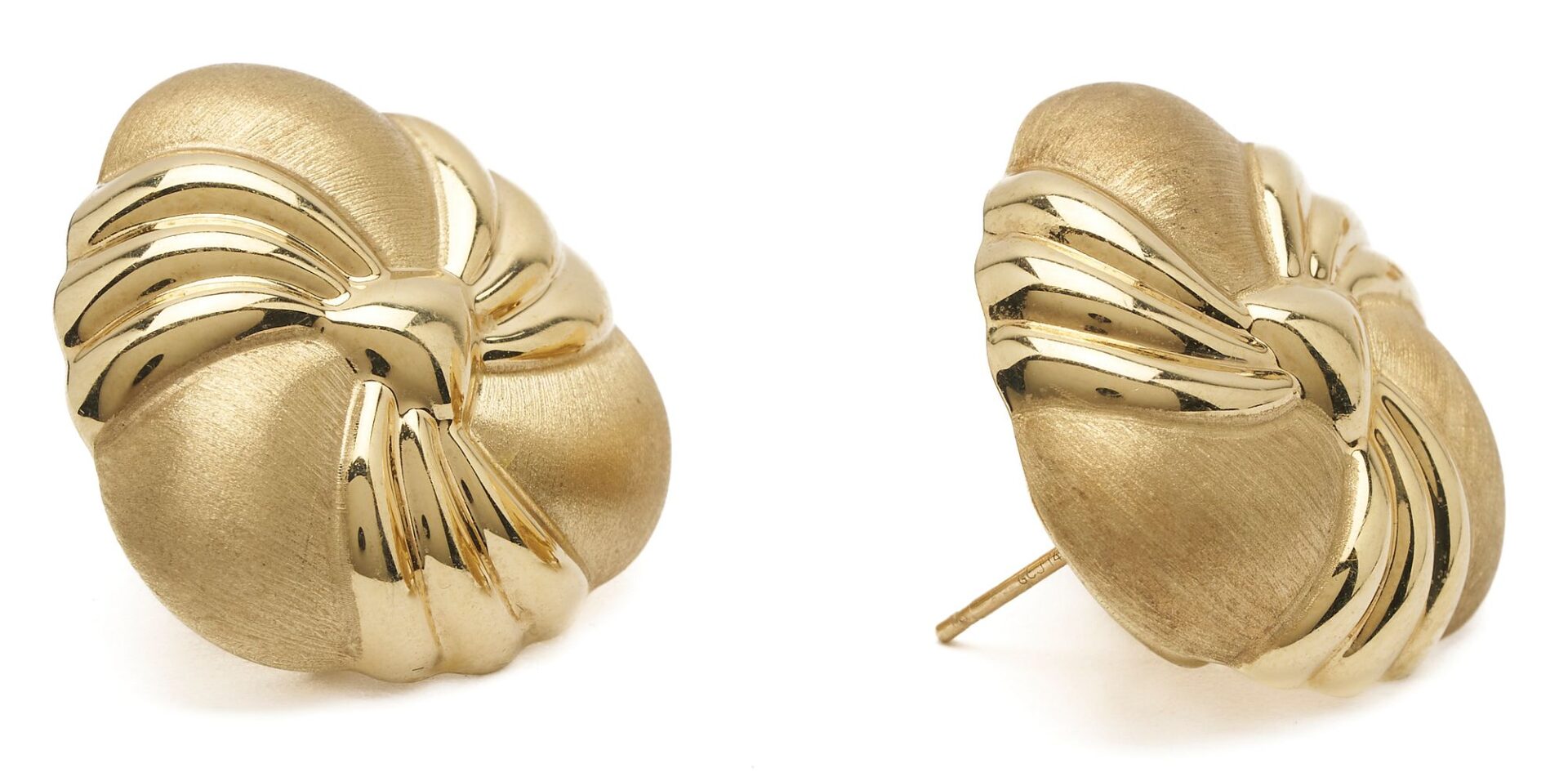 Lot 852: Two (2) Pairs of 14K Gold Earrings