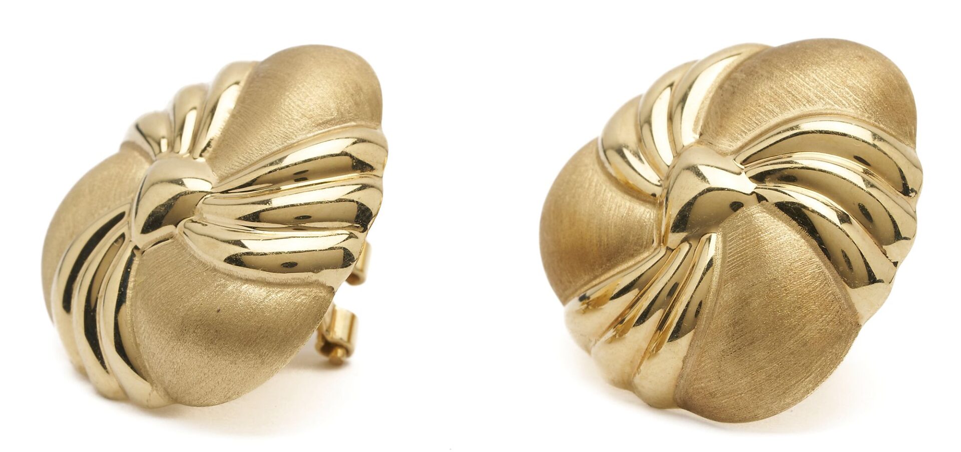 Lot 852: Two (2) Pairs of 14K Gold Earrings