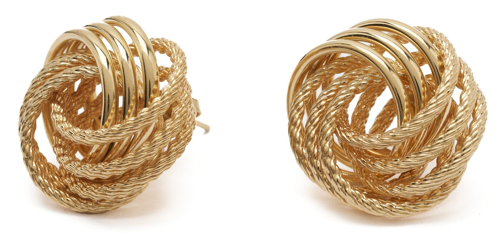 Lot 852: Two (2) Pairs of 14K Gold Earrings