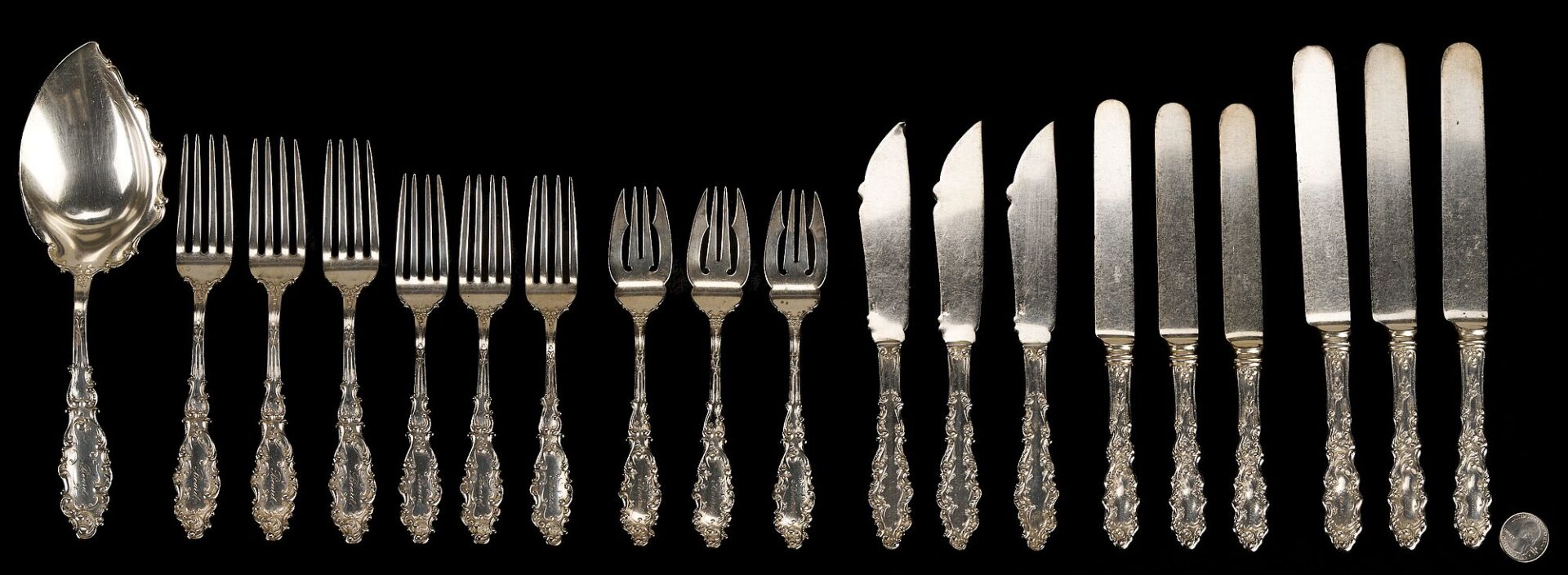 Lot 856: 19 Pcs. Gorham Luxemburg Sterling Flatware