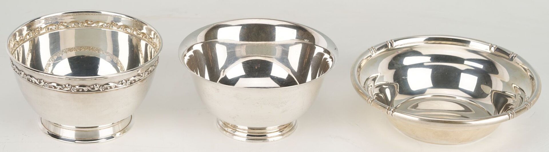 Lot 859: 7 Sterling bowls including Kirk shell, Web porringer
