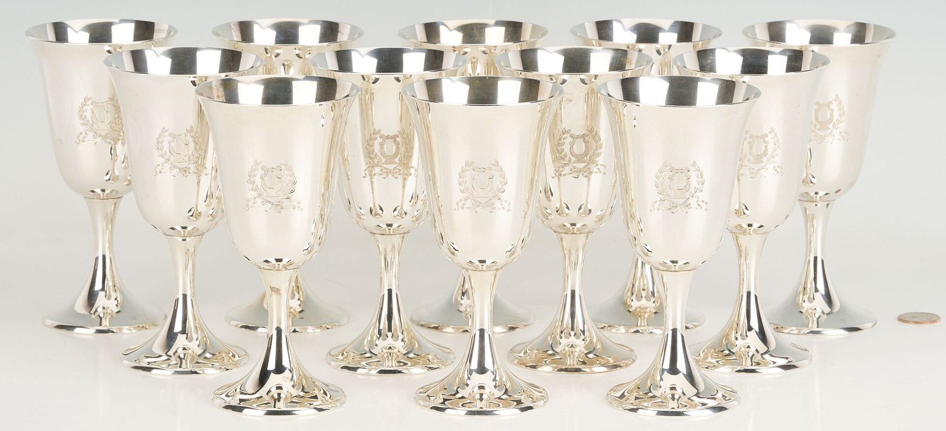 Lot 85: Set of 12 Gorham Sterling Silver Goblets