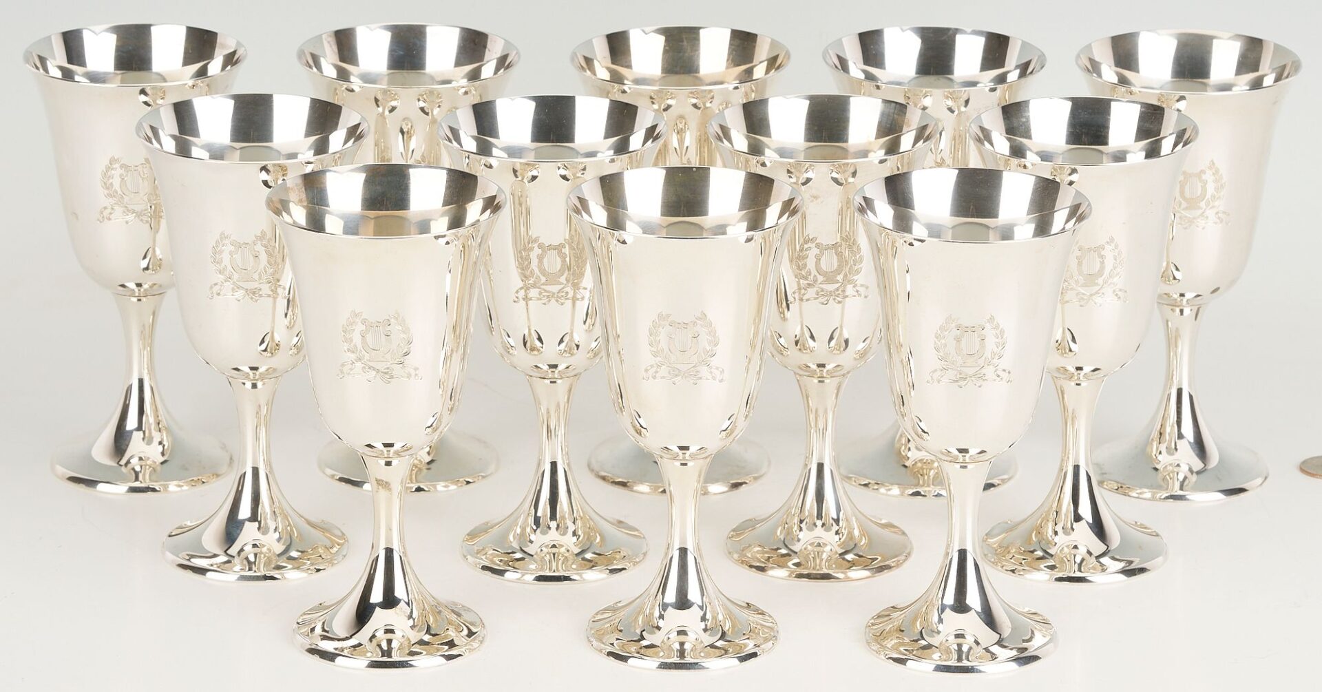 Lot 85: Set of 12 Gorham Sterling Silver Goblets