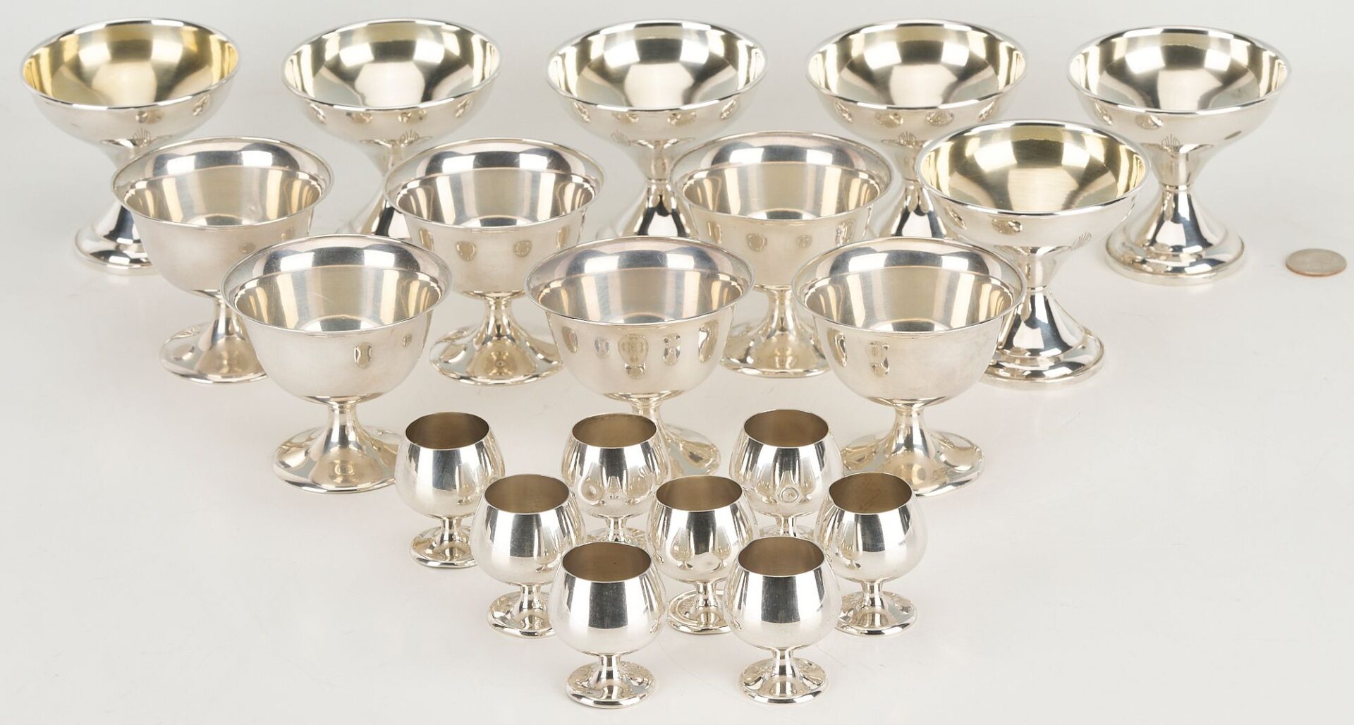 Lot 865: 20 pcs. Sterling Sherbets, Weighted plus Sterling Cordials