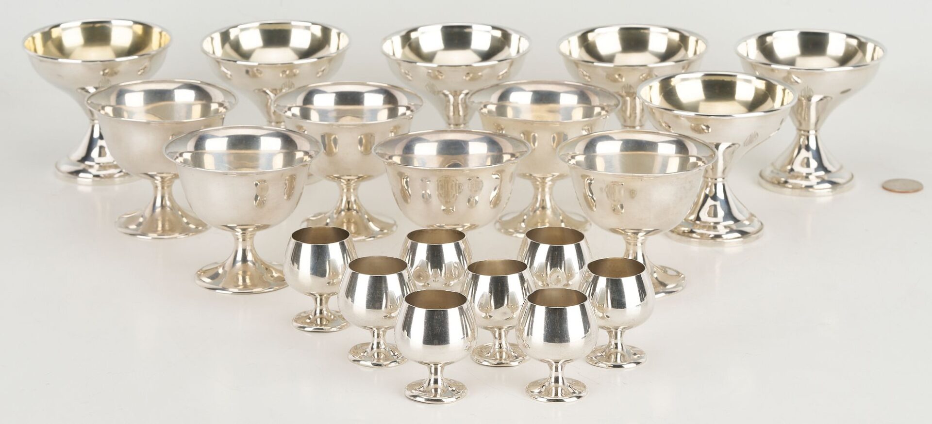 Lot 865: 20 pcs. Sterling Sherbets, Weighted plus Sterling Cordials