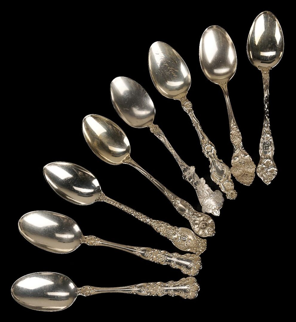 Lot 866: 26 Assorted Antique Sterling Silver Spoons, incl. Monogrammed