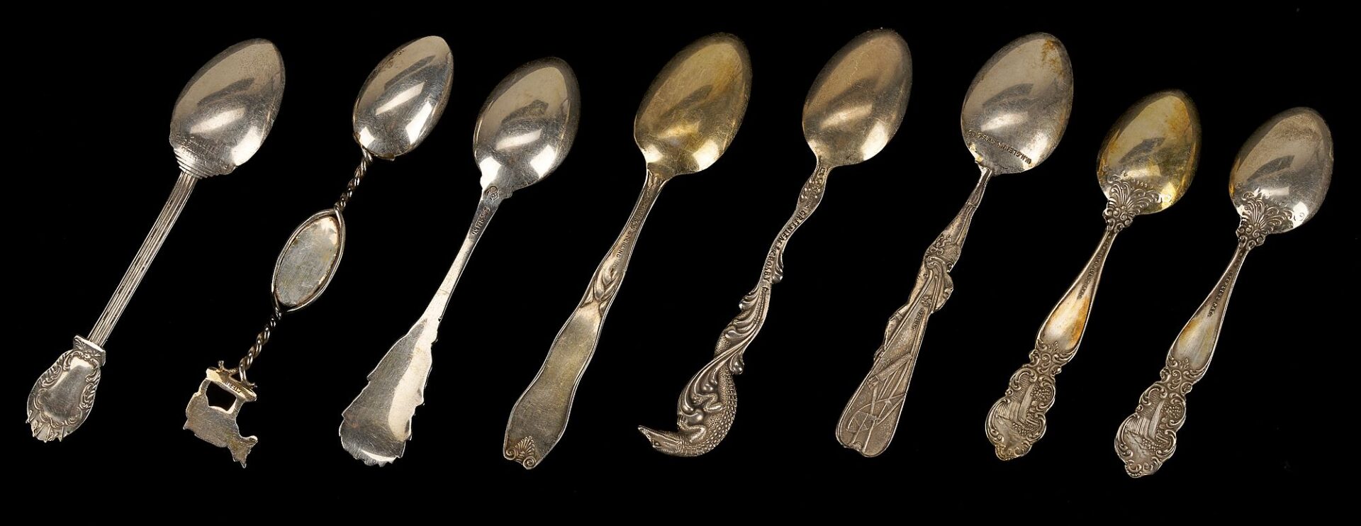 Lot 867: 35 Assorted Sterling Silver Items., incl. Souvenir Spoons