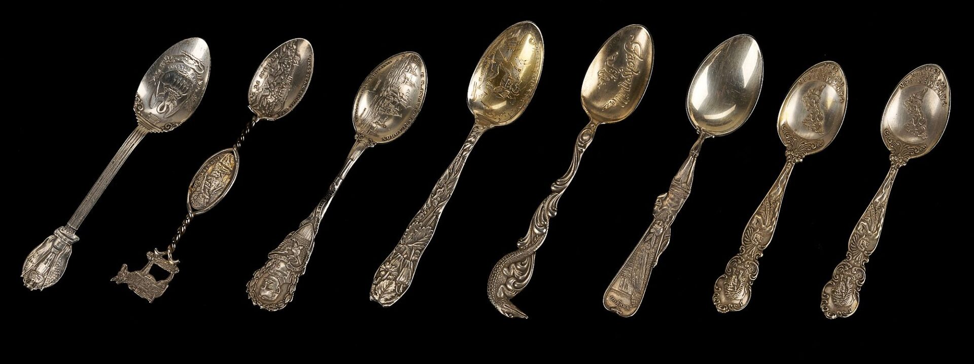 Lot 867: 35 Assorted Sterling Silver Items., incl. Souvenir Spoons