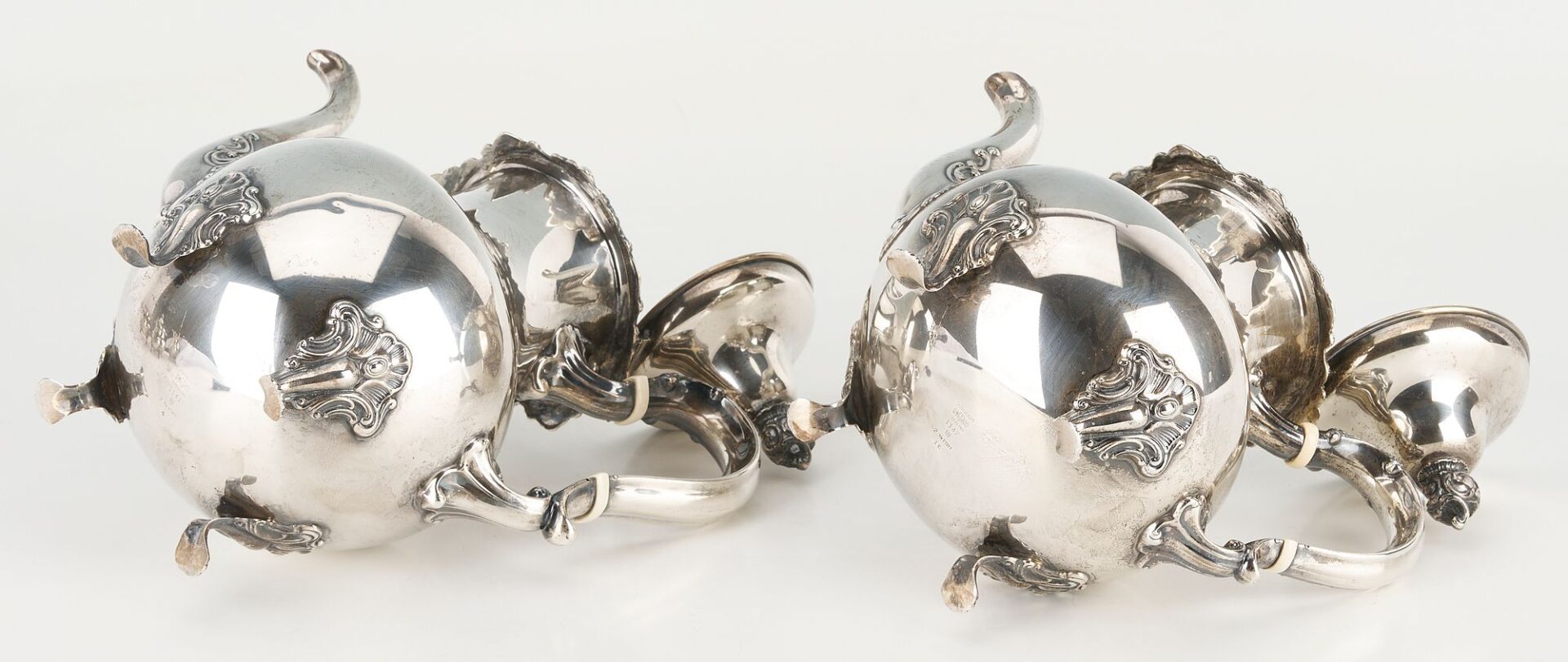 Lot 86: Gorham Strasbourg Sterling Tea Set, 5 pcs Plus s/p Tray