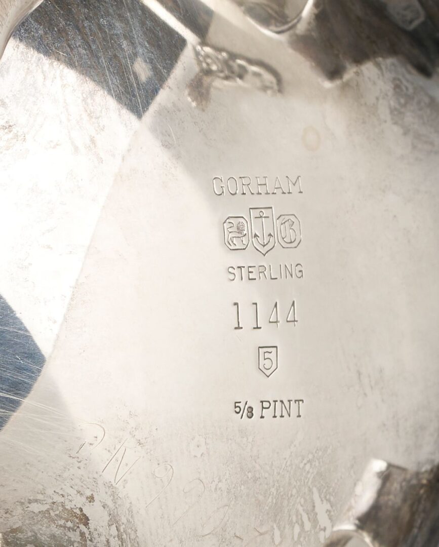 Lot 86: Gorham Strasbourg Sterling Tea Set, 5 pcs Plus s/p Tray