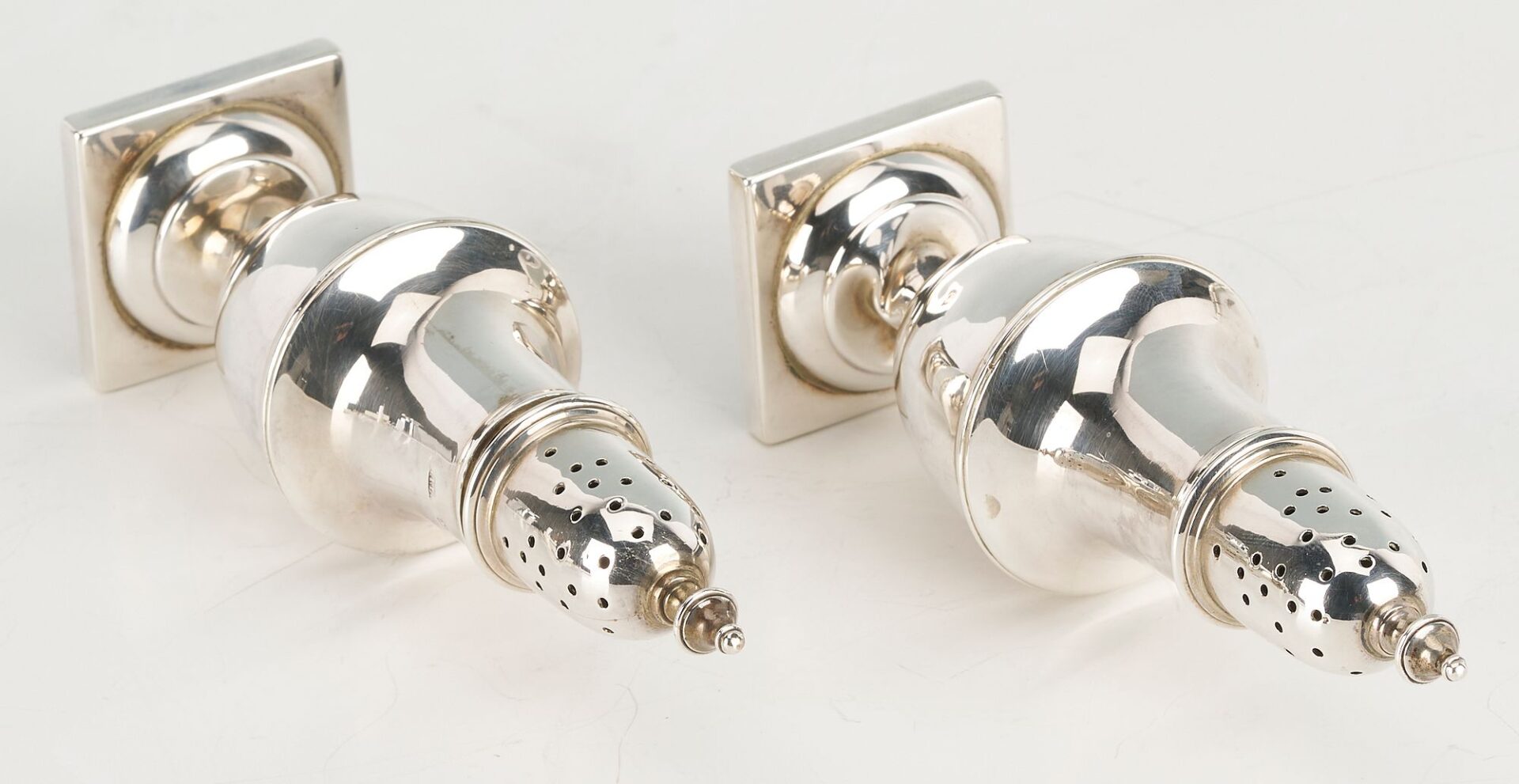 Lot 871: Assd. British Silver including Teapot, 2 creamers, cased Salt and Pepper