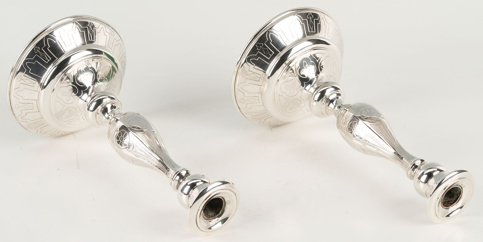 Lot 875: Pair of 19th c. Continental Silver Candlesticks