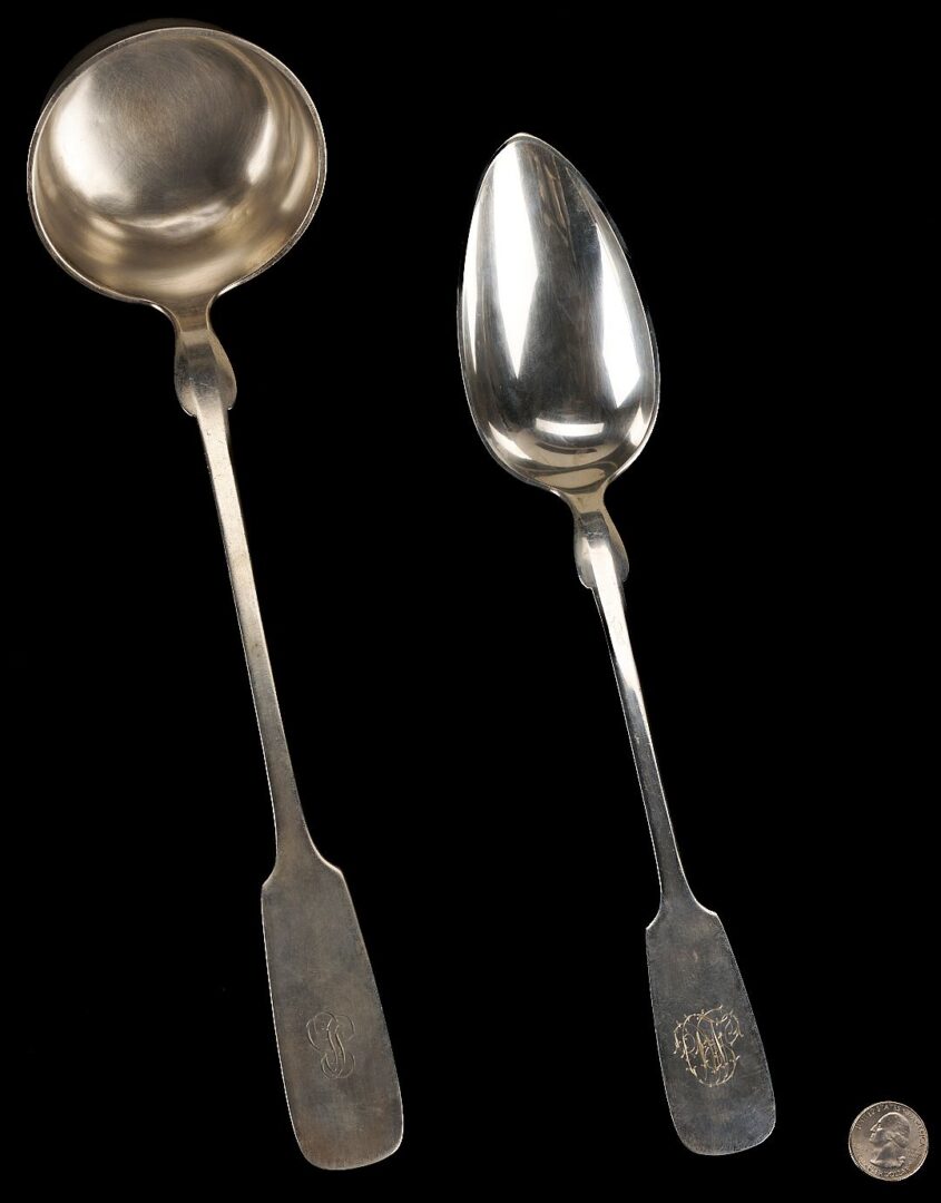 Lot 876: Continental Silver Soup Ladle and Serving Spoon