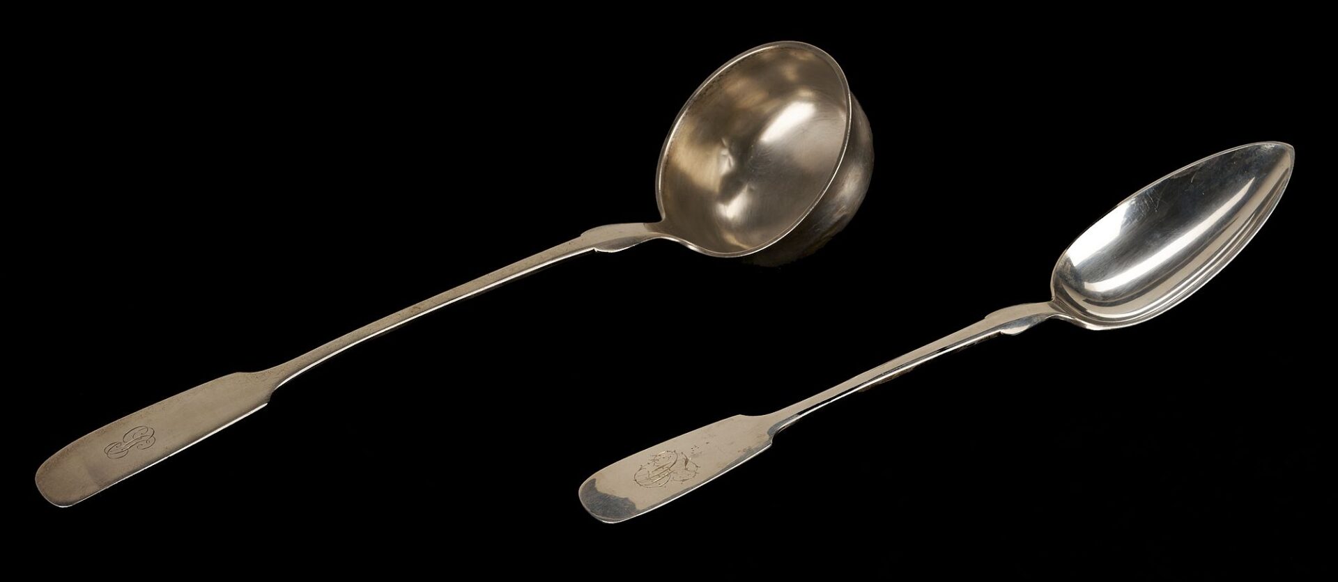 Lot 876: Continental Silver Soup Ladle and Serving Spoon