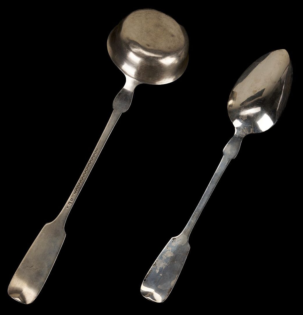 Lot 876: Continental Silver Soup Ladle and Serving Spoon