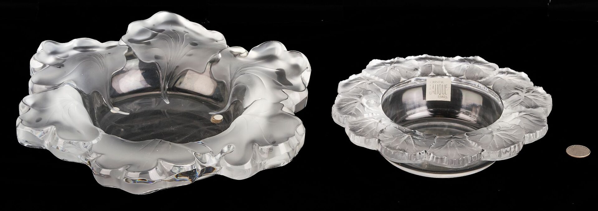 Lot 879: 2 Lalique Low Bowls; Capucines & Honfleur