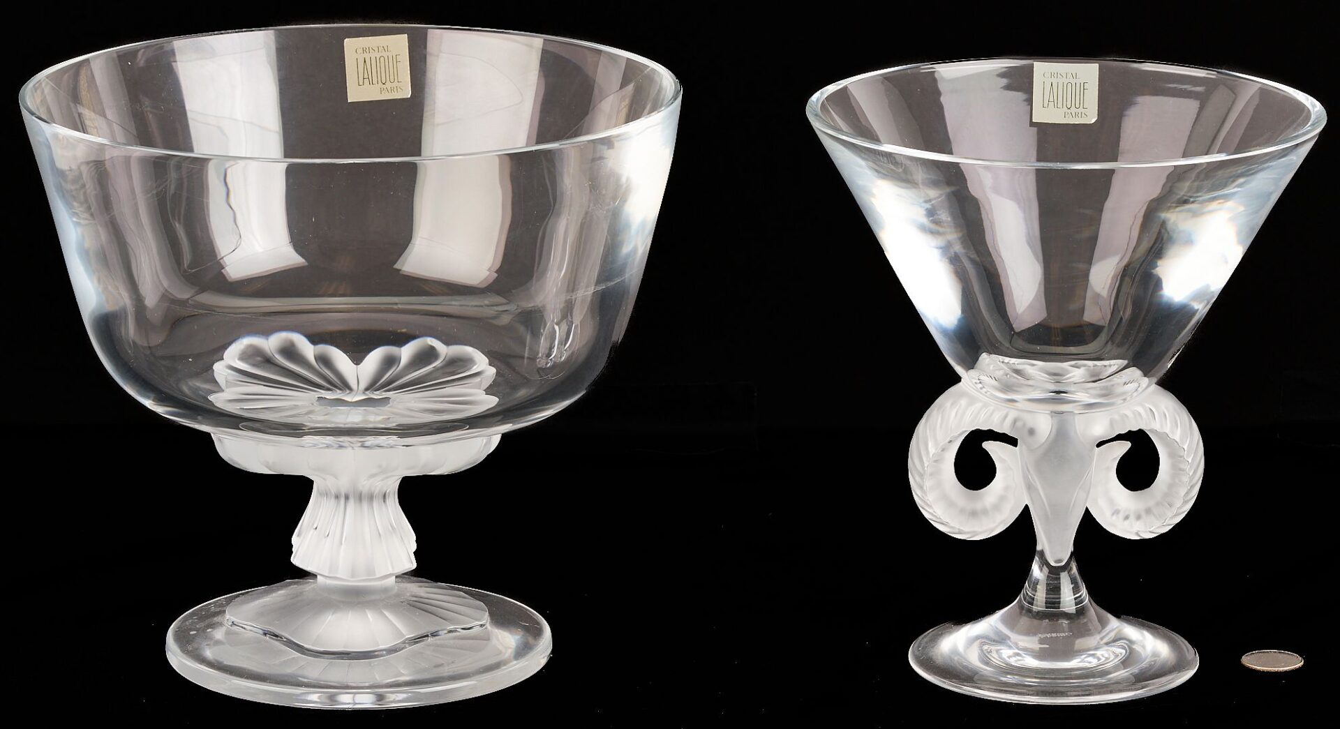 Lot 881: 2 Large Lalique Crystal Items, incl. Aries Compote