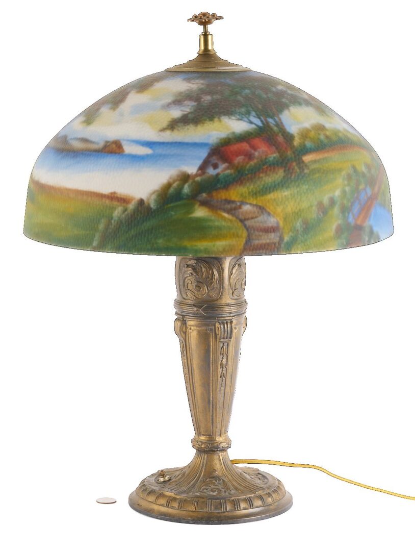 Lot 883: Table Lamp w/ Reverse Painted Shade
