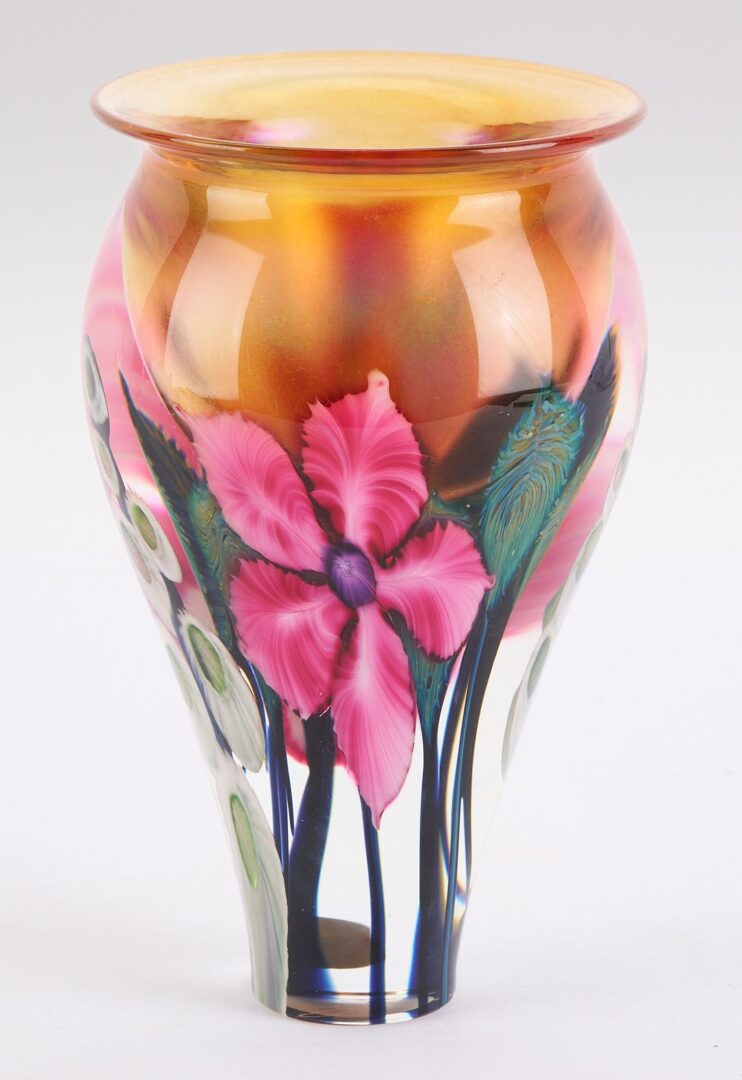 Lot 884: Lotton Art Glass Vase with Custom Stand