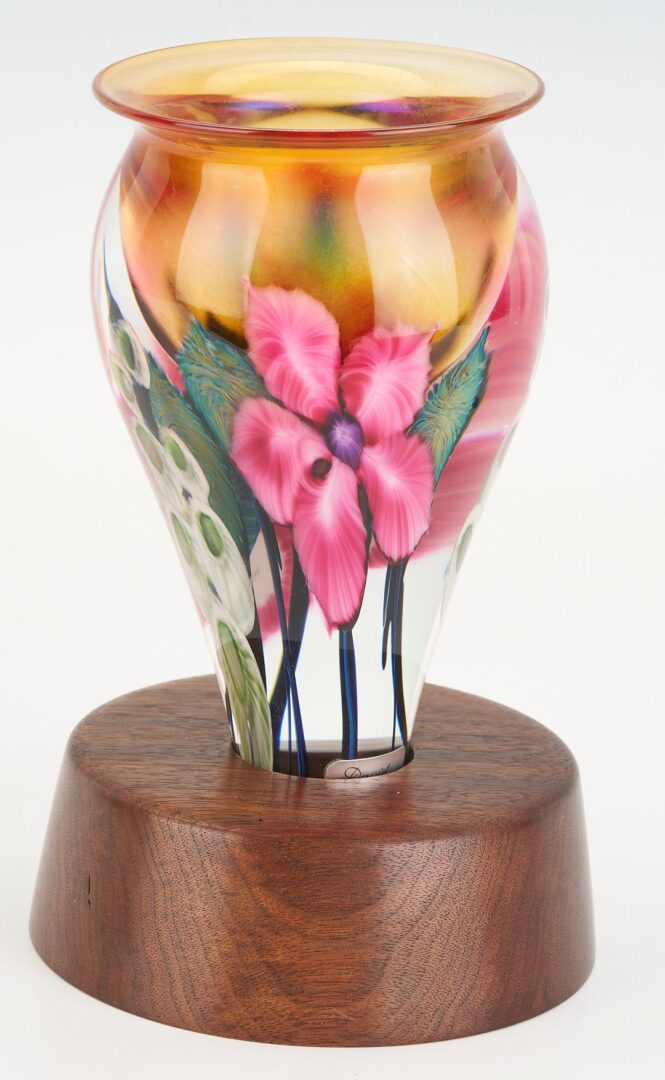 Lot 884: Lotton Art Glass Vase with Custom Stand