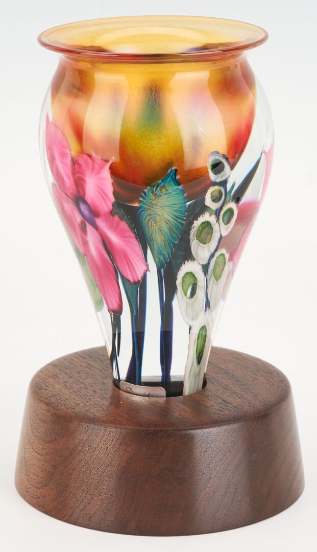 Lot 884: Lotton Art Glass Vase with Custom Stand