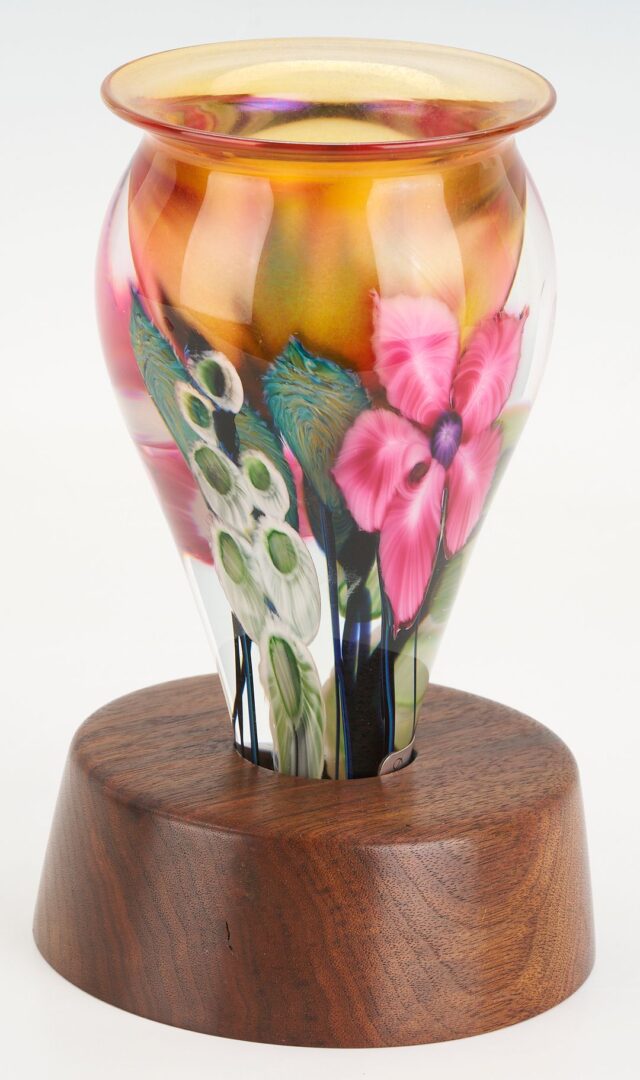 Lot 884: Lotton Art Glass Vase with Custom Stand
