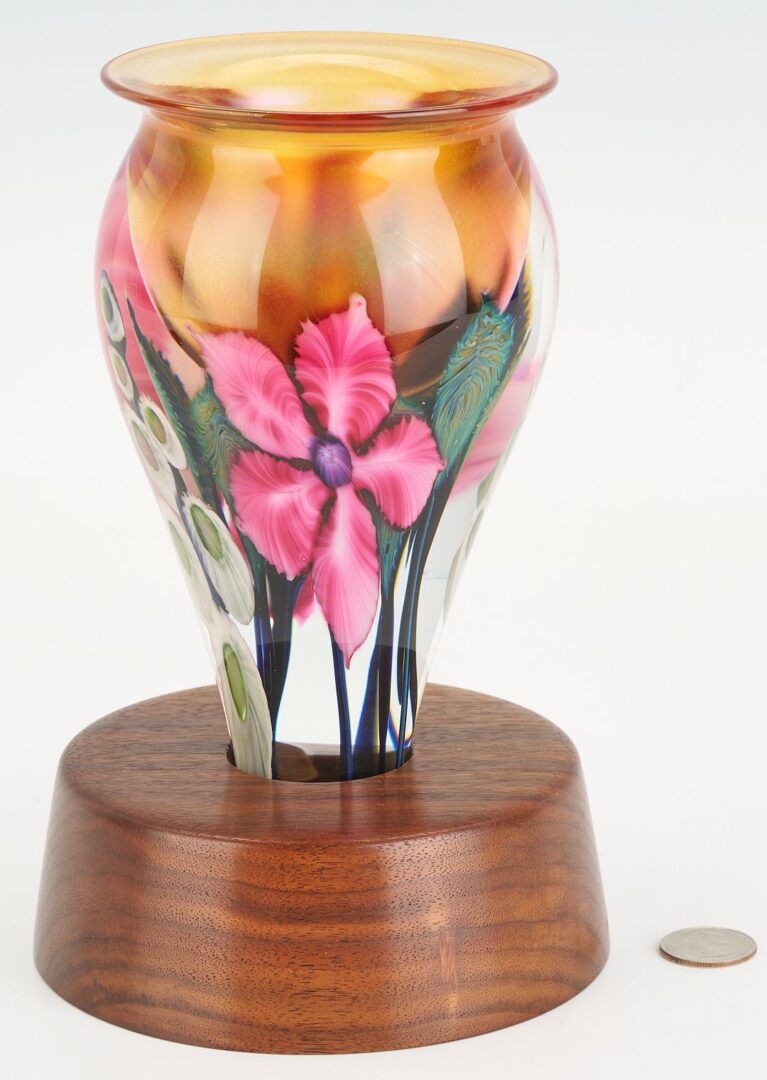 Lot 884: Lotton Art Glass Vase with Custom Stand