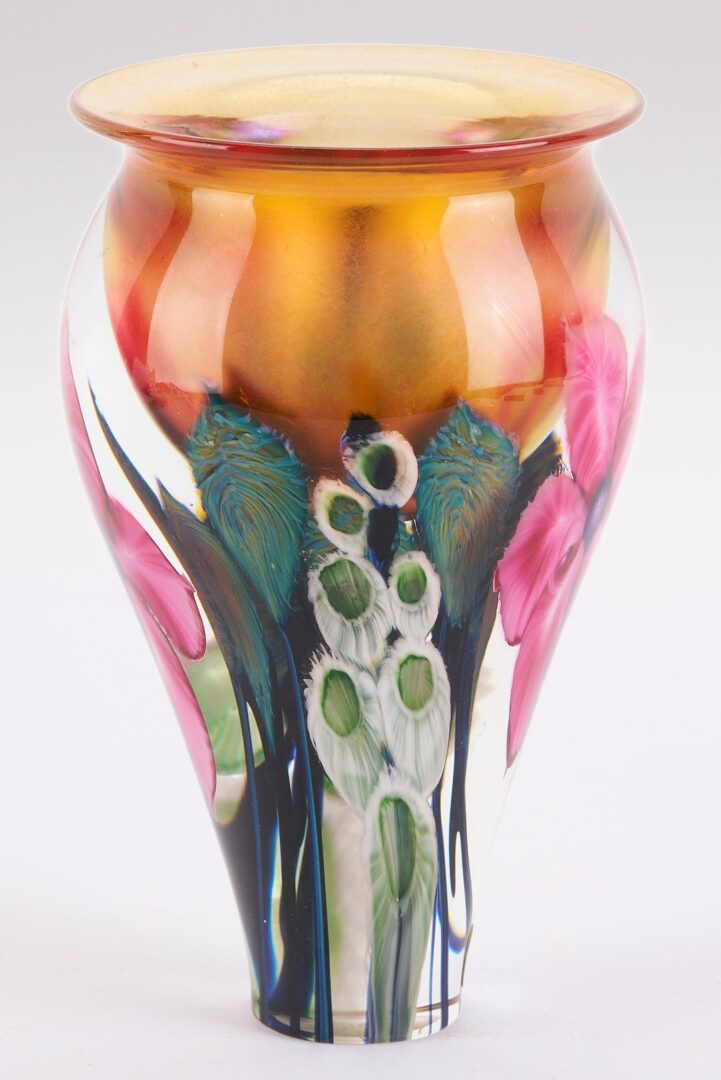 Lot 884: Lotton Art Glass Vase with Custom Stand