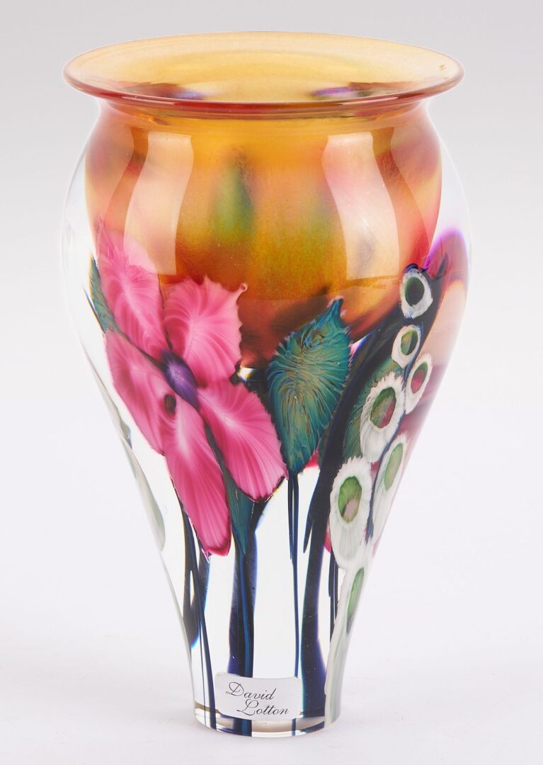 Lot 884: Lotton Art Glass Vase with Custom Stand