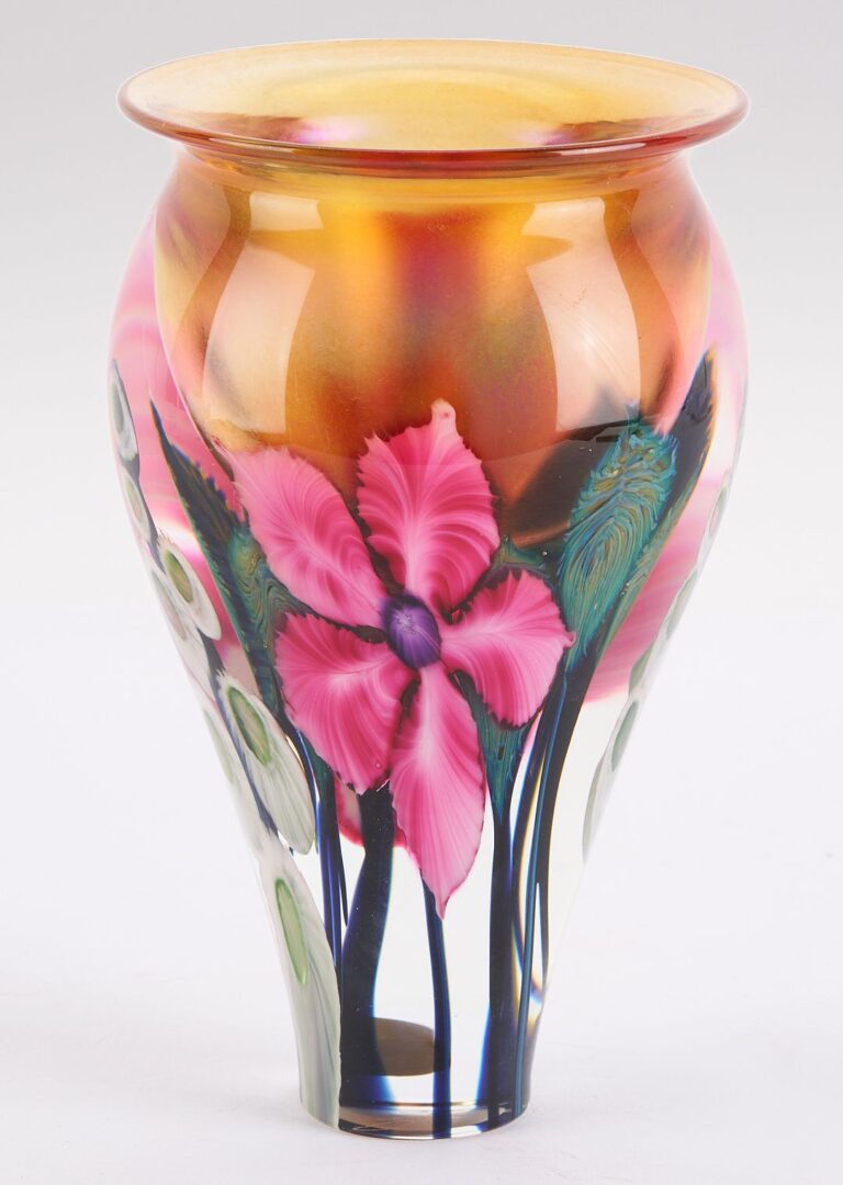 Lot 884: Lotton Art Glass Vase with Custom Stand