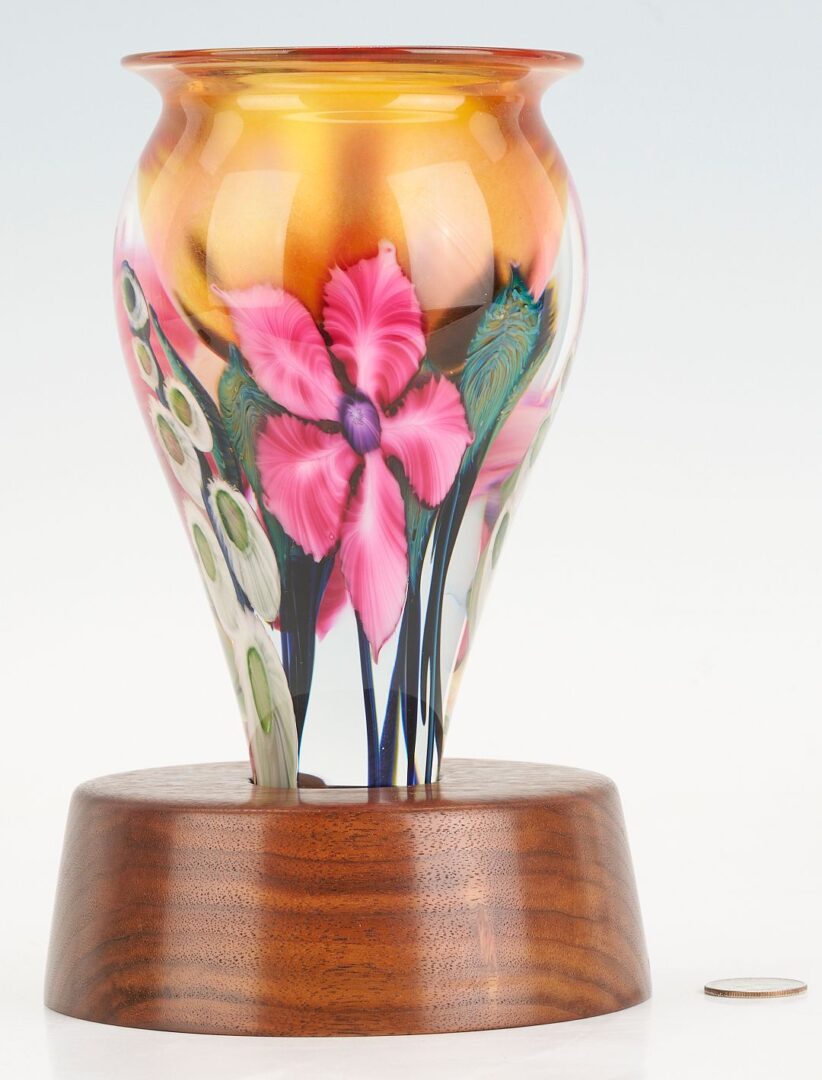 Lot 884: Lotton Art Glass Vase with Custom Stand