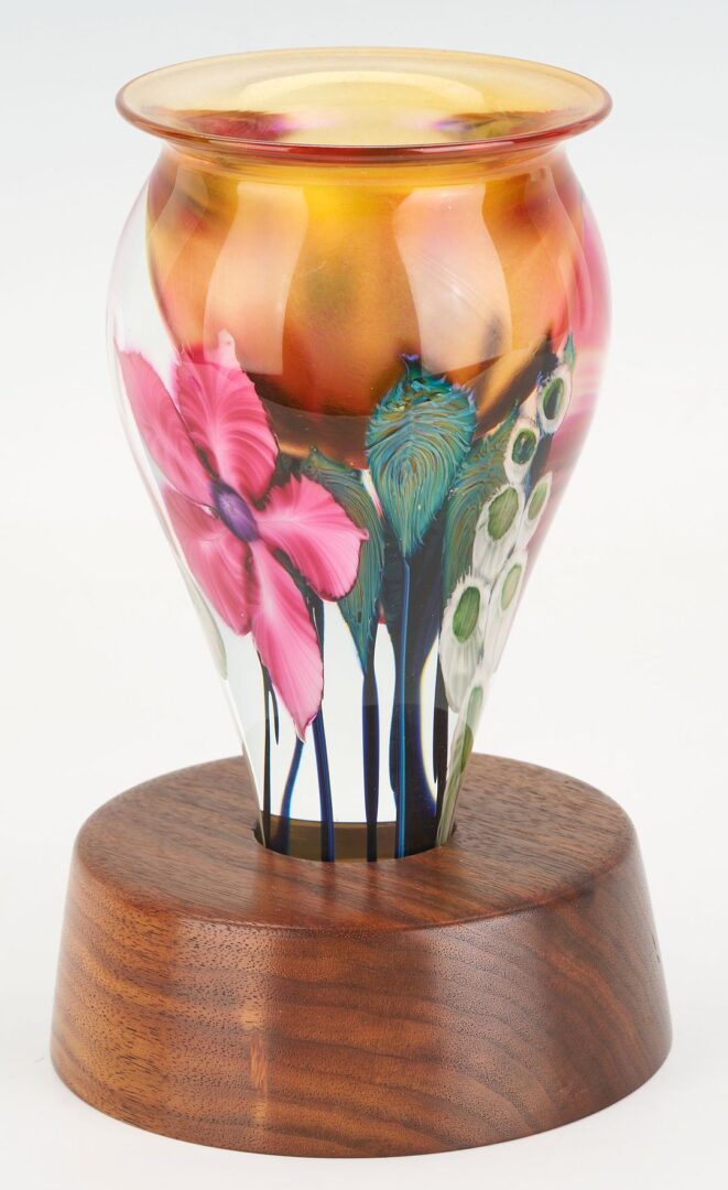 Lot 884: Lotton Art Glass Vase with Custom Stand