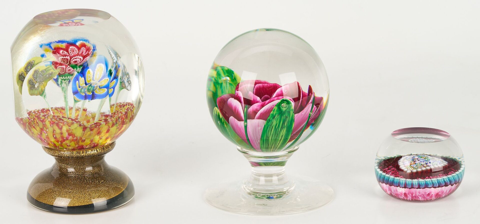 Lot 886: 3 Art Glass Paperweights Incl. Pairpoint