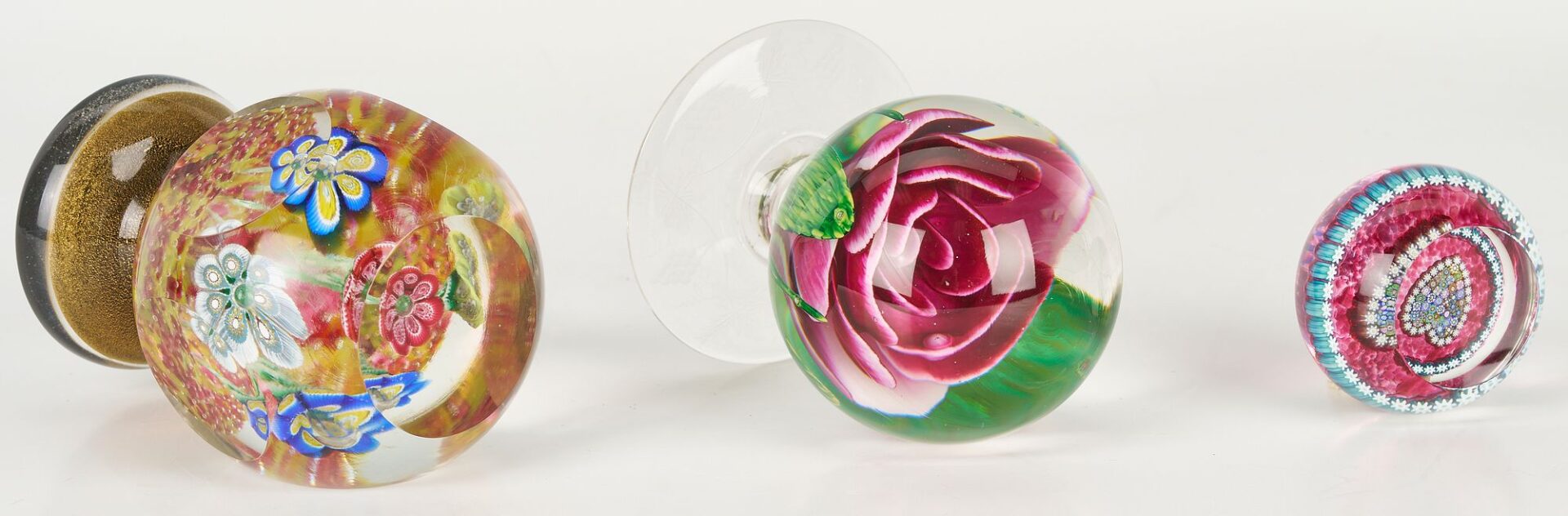 Lot 886: 3 Art Glass Paperweights Incl. Pairpoint