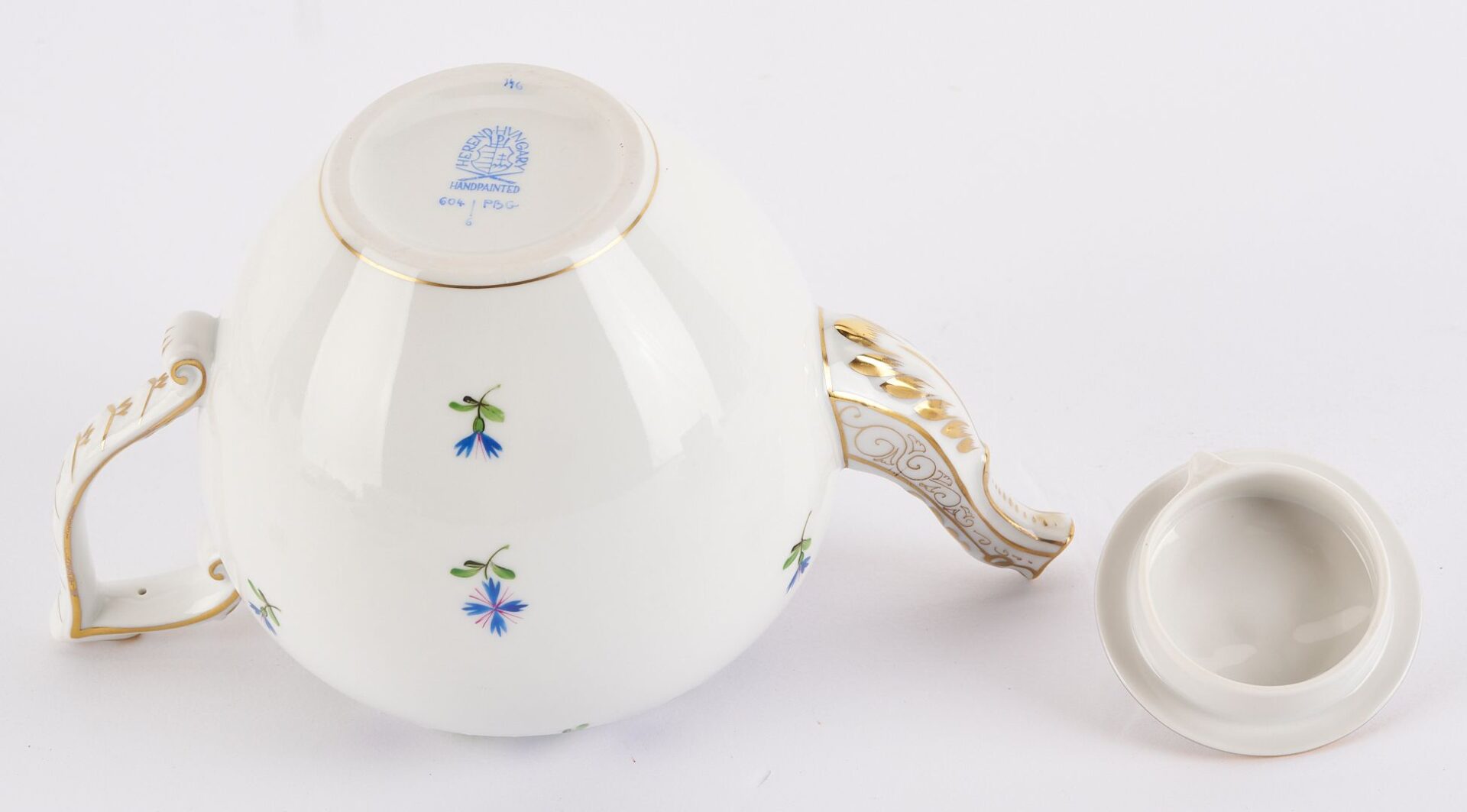 Lot 888: Herend Blue Garland Pattern Porcelain Tea Service, 8 pcs