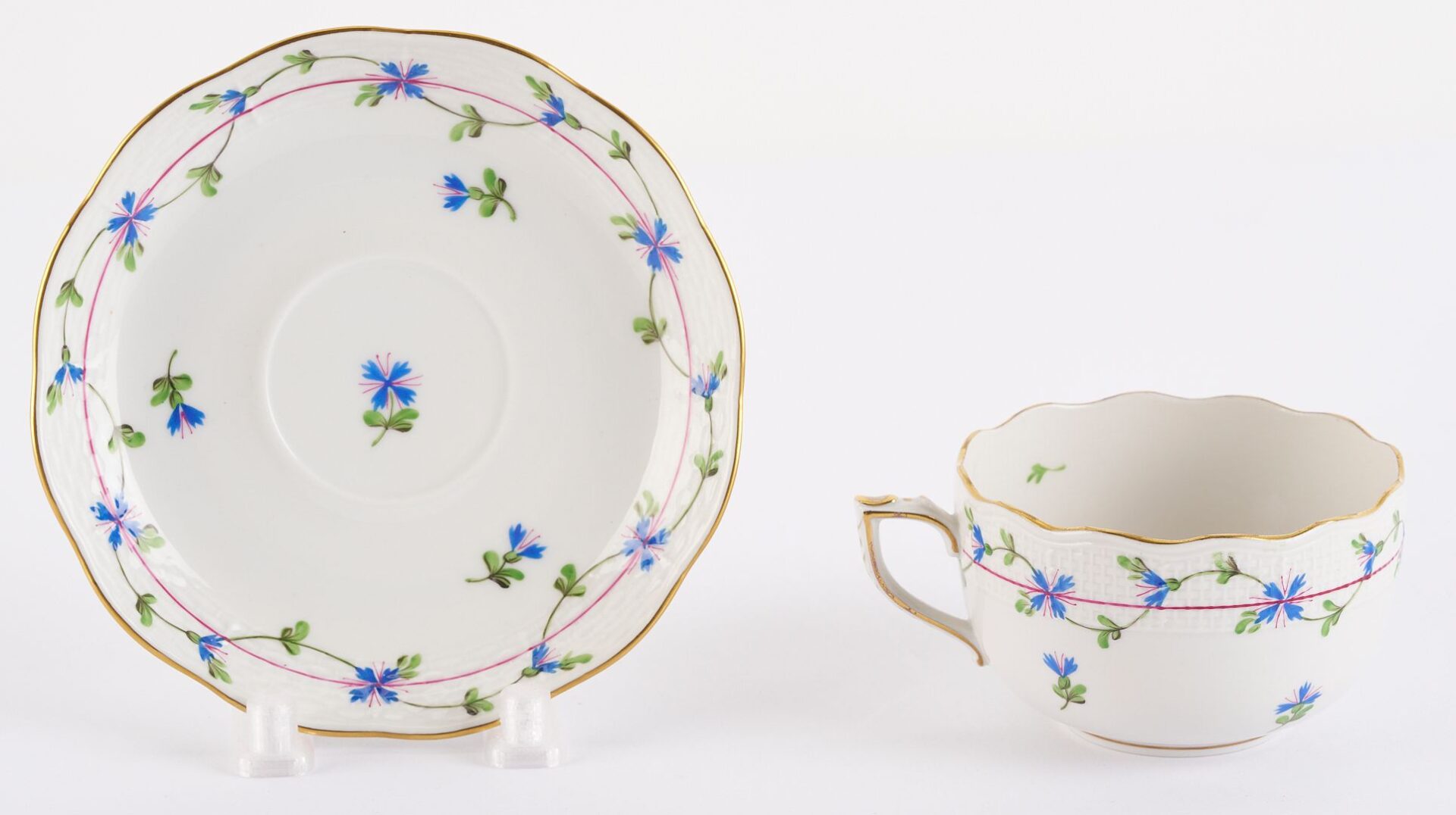 Lot 888: Herend Blue Garland Pattern Porcelain Tea Service, 8 pcs
